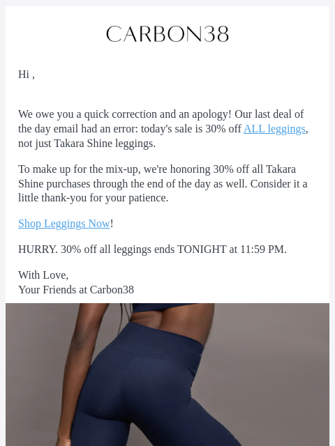 carbon38 newsletter: Whoops! We sent the wrong email!