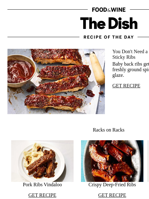 foodandwine newsletter: Oven Baby Back Ribs
