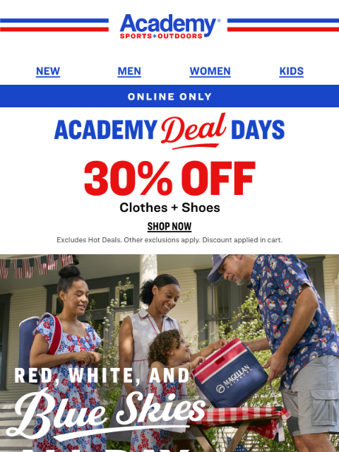 academy newsletter: From $7.99: Patriotic Tees and Hats