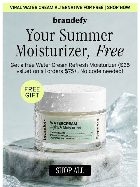 brandefyskin newsletter: Your summer moisturizer, free