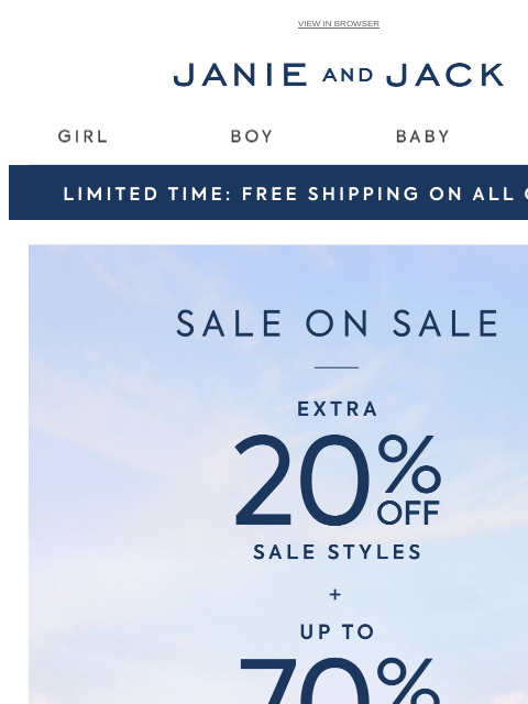 janieandjack newsletter: Starts now: up to 70% off + free shipping