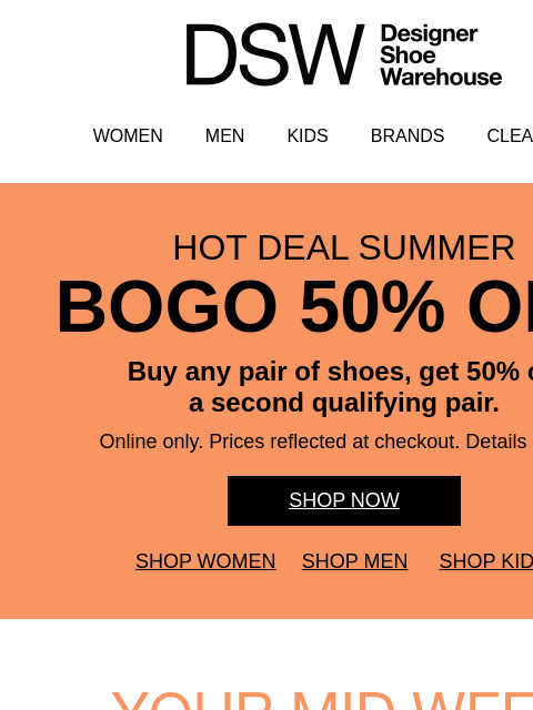 dsw newsletter: BOGO 50% OFF ENDS TONIGHT 🚨