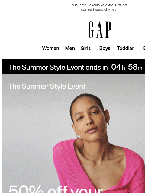 gap newsletter: Expiring at midnight: 50% off — including sale sty...