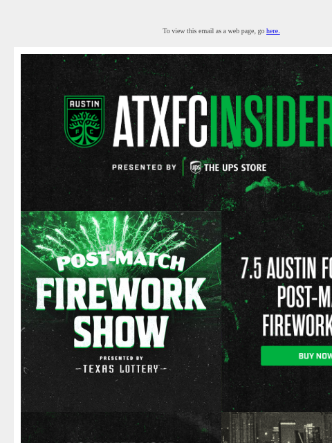 austinfc newsletter: ATXFC Insider: Firework Show, Sweepstakes & More