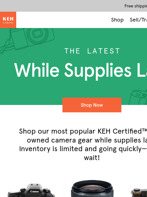 keh newsletter: This gear is selling out fast 📸💨