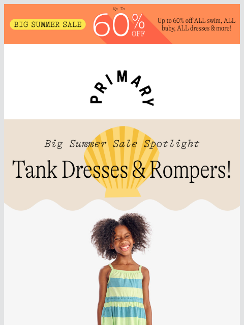 primary newsletter: From $12: Tank dresses + rompers to keep them cool...