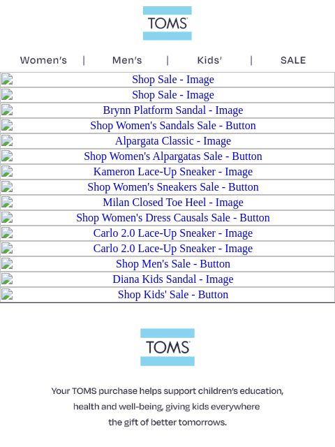 toms newsletter: FINAL HOURS—Extra 25% Off Sale Styles