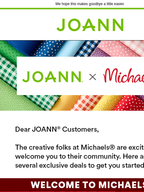 joann newsletter: 📬 A Message for Our Favorite Customers 💚