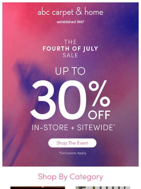 abchome newsletter: Up to 30% Off! Summer's Big Event Starts Now