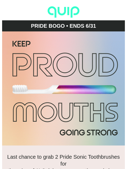getquip newsletter: Get a BOGO Pride Brush before it’s over