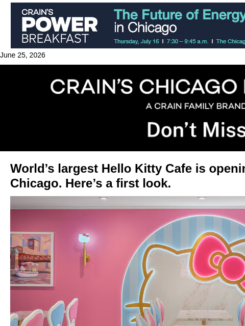 crainalerts newsletter: First look inside Hello Kitty Cafe