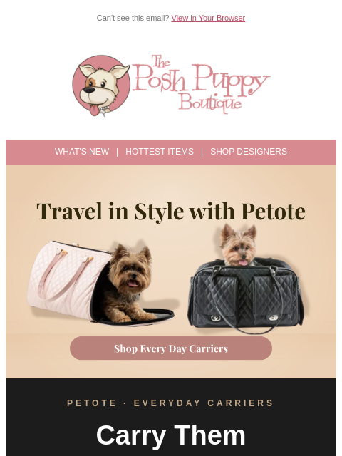 poshpuppyboutique newsletter: Your pup deserves a better bag. 🐾 Shop Petote Eve...
