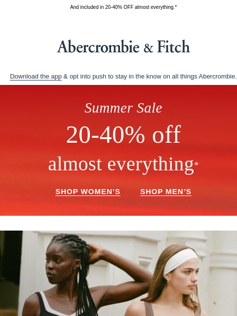 abercrombie newsletter: Active refreshed for the summer.