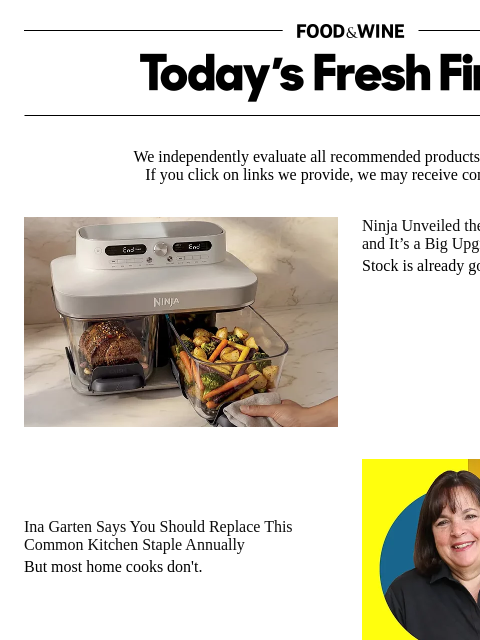 foodandwine newsletter: Ina Garten Says to Replace This Kitchen Staple Eve...