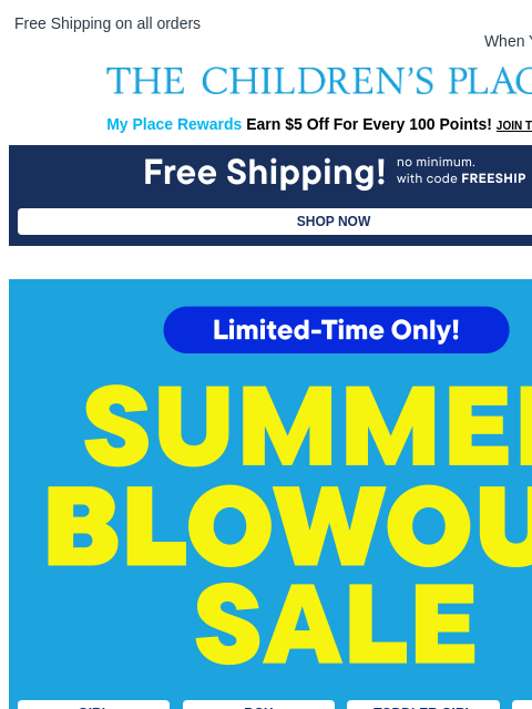 childrensplace newsletter: Hurry! $5 Mix & Match, $7 Shorts + $8 Dresses Won'...