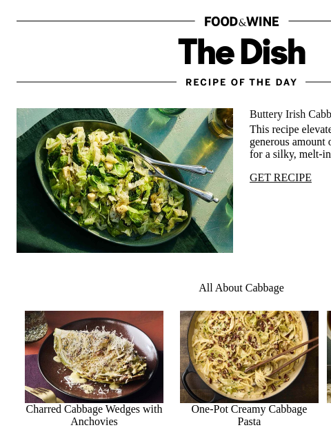 foodandwine newsletter: Buttery Irish Cabbage