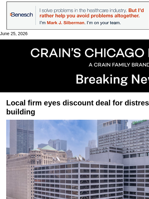 crainalerts newsletter: River North office building poised to sell at disc...