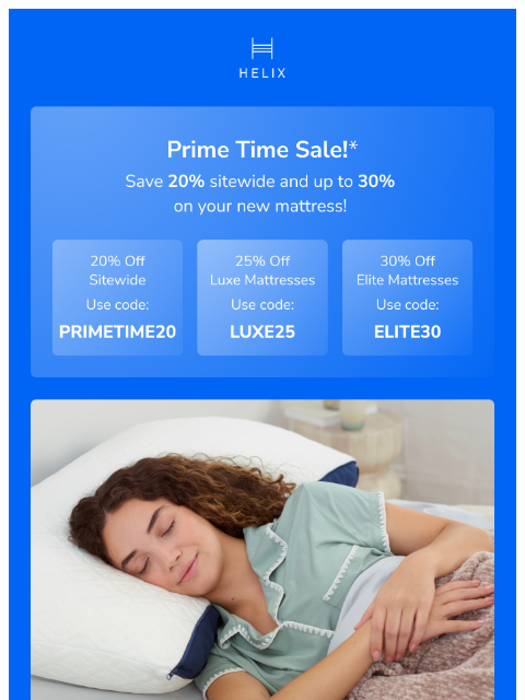 helixsleep newsletter: Don't miss your Prime Time savings