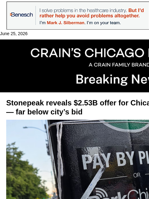 crainalerts newsletter: In tense City Hall meeting, bidder reveals details...