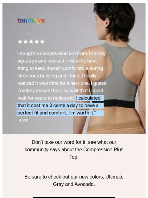 tomboyx newsletter: “Best ever” Compression Tops