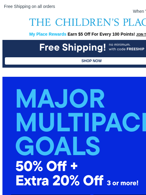 childrensplace newsletter: *Major* Multipack Goals: 50% OFF! 🙌