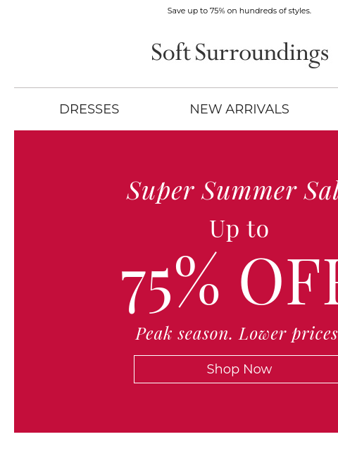 softsurroundings newsletter: The Super Summer Sale Kick-Off