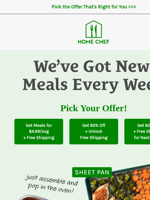 homechef newsletter: Never get bored of the same recipes with new meals...