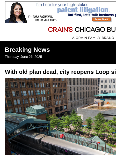 crainalerts newsletter: Prime Loop site back in play as city relaunches se...