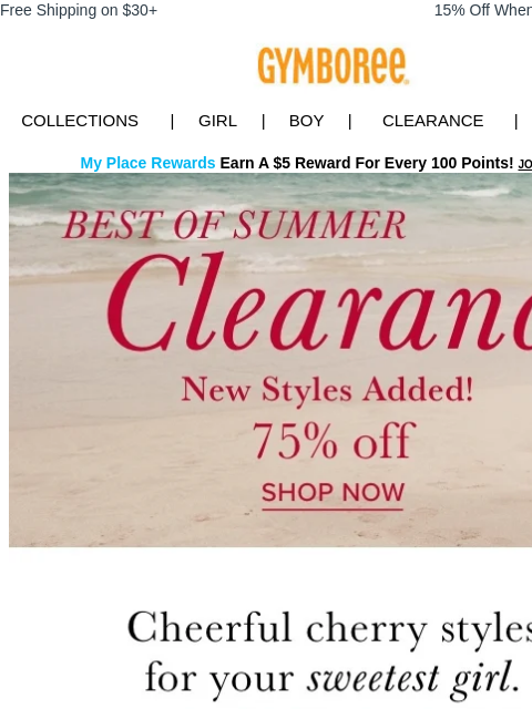 gymboree newsletter: Team baseball or very cherry? Clearance styles bel...