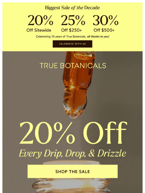 truebotanicals newsletter: 20% Off to Treat Yourself
