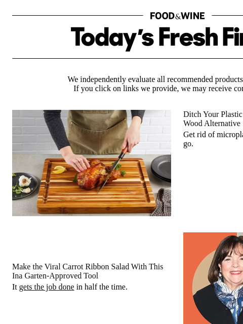 foodandwine newsletter: Make Viral Carrot Ribbon Salad With This Ina-Appro...