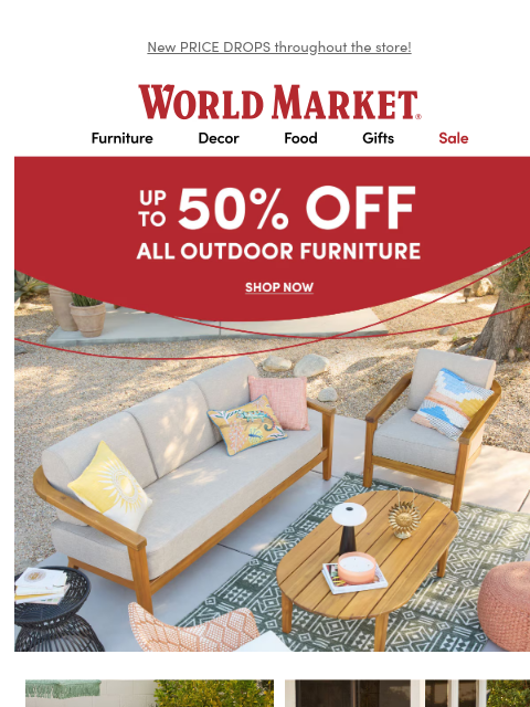 emailworldmarket newsletter: Up to 50% off your outdoor oasis INSIDE 🌴👉