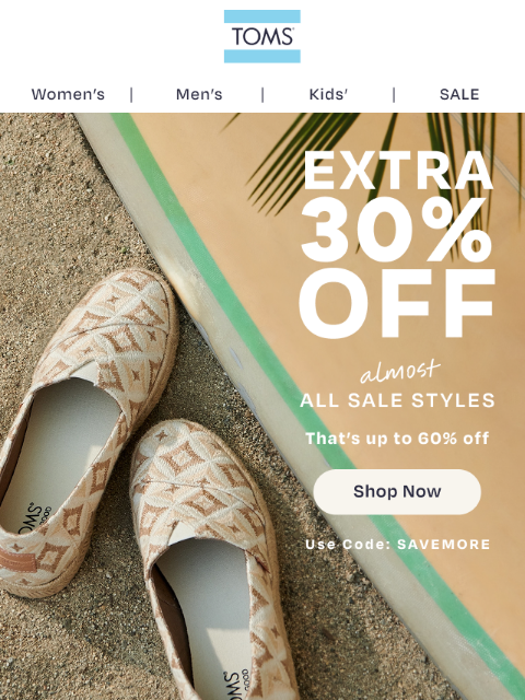toms newsletter: Don't Miss Out! Save up to 60% Now!