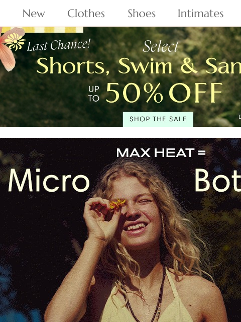 freepeople newsletter: Final hours for up to 50% off! 🩳👙👡