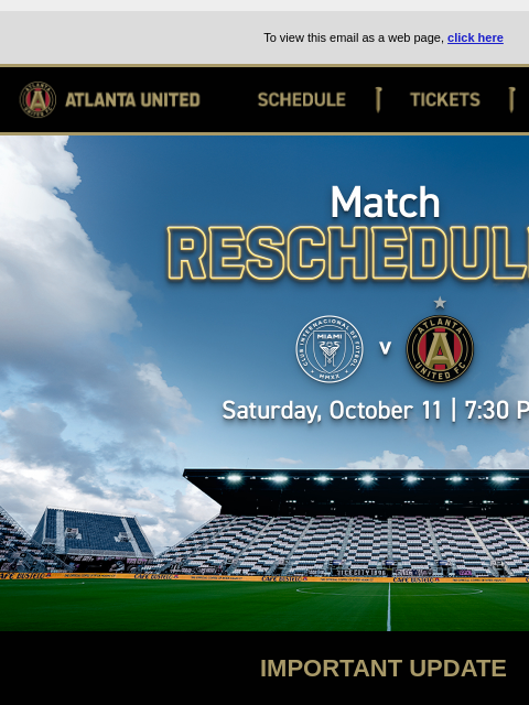 atlutd newsletter: Match Rescheduled
