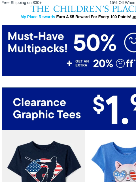 childrensplace newsletter: $1.99 Clearance Tees? Oh, Yes! 🌞🧃