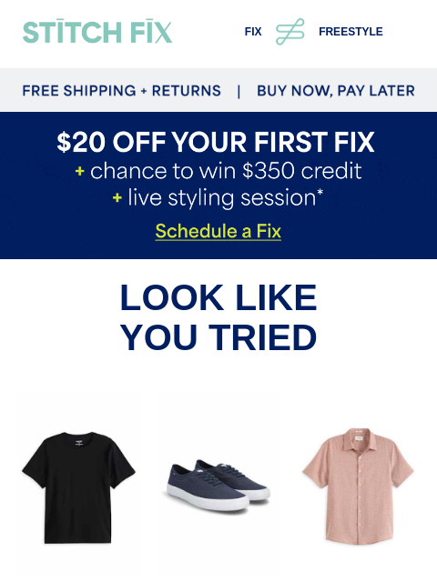 stitchfix newsletter: How’s a $350 credit sound?