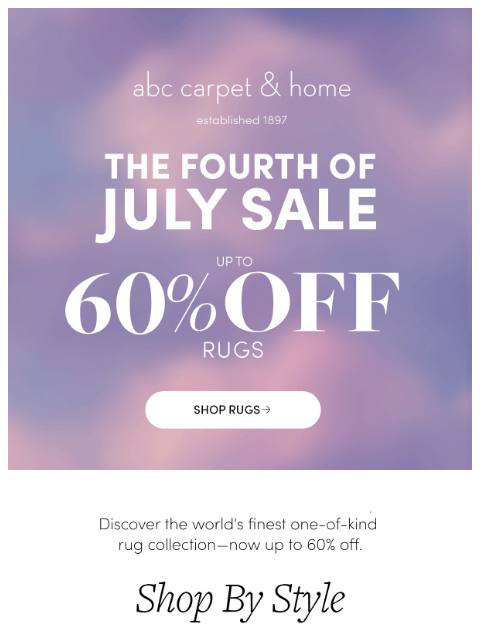 abchome newsletter: Up to 60% Off Rugs!