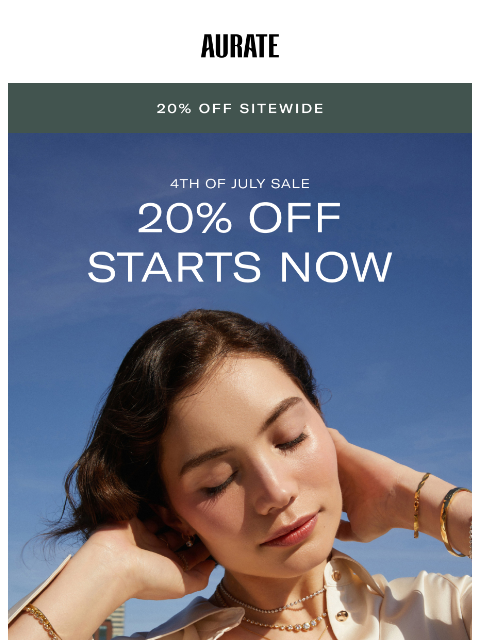 auratenewyork newsletter: 20% OFF STARTS NOW