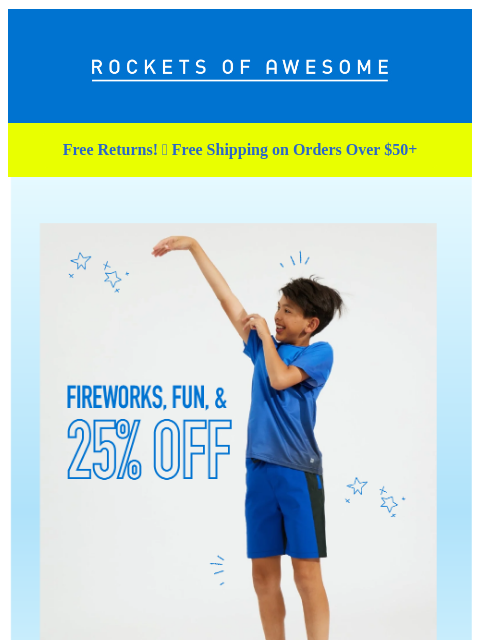 rocketsofawesome newsletter: Red, White, Blue & 25% Off Too! ⭐