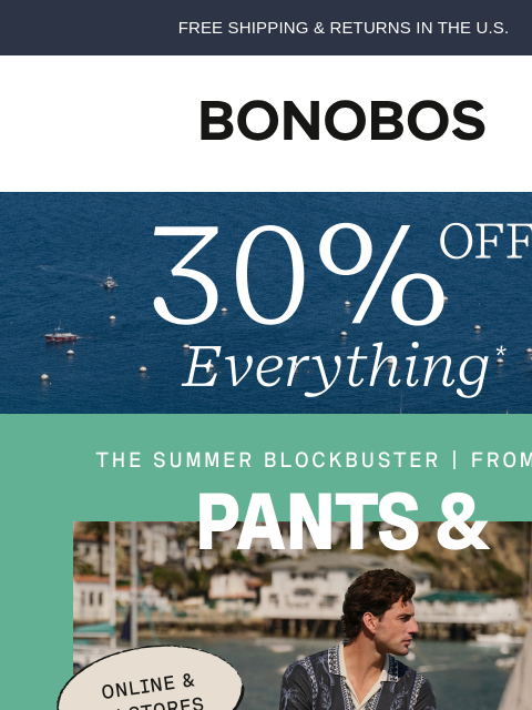 bonobos newsletter: 30% off the Pants We’re Known for