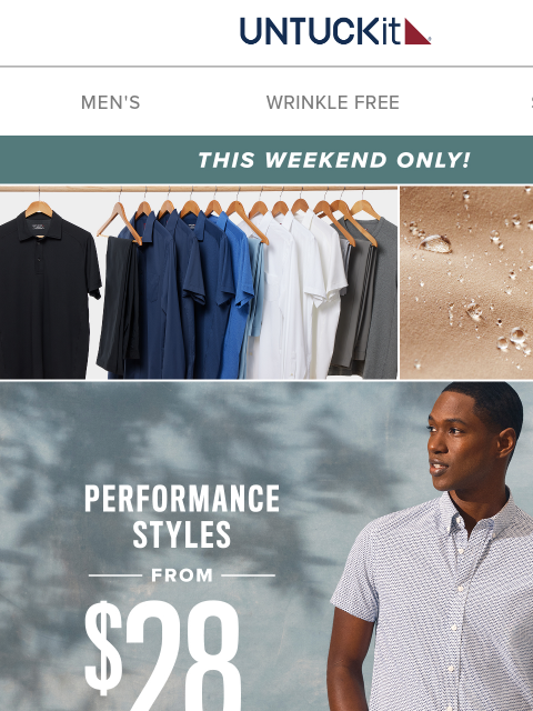 untuckit newsletter: Sale Starts Now 🟢 Performance Styles From $28