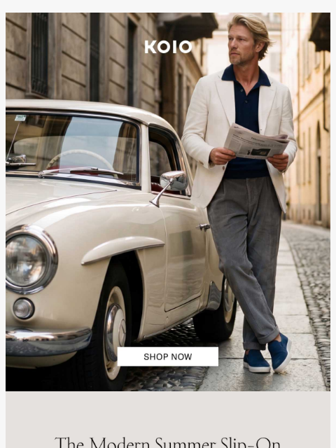koio newsletter: The New Taranto Sneaker: Coastal Ease