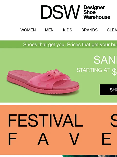 dsw newsletter: Need-now sandals starting at $39.99