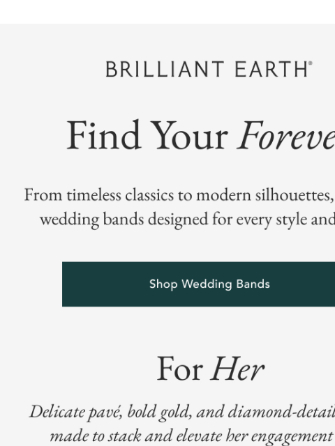 brilliantearth newsletter: Your dream wedding band is right here