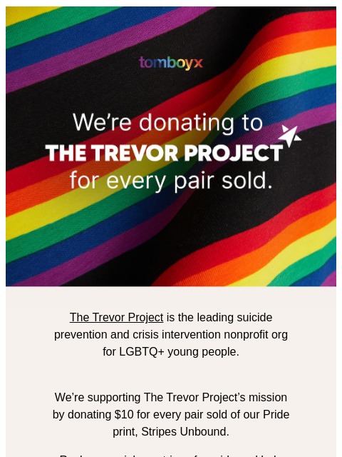 tomboyx newsletter: Rainbow Pride for Trevor Project