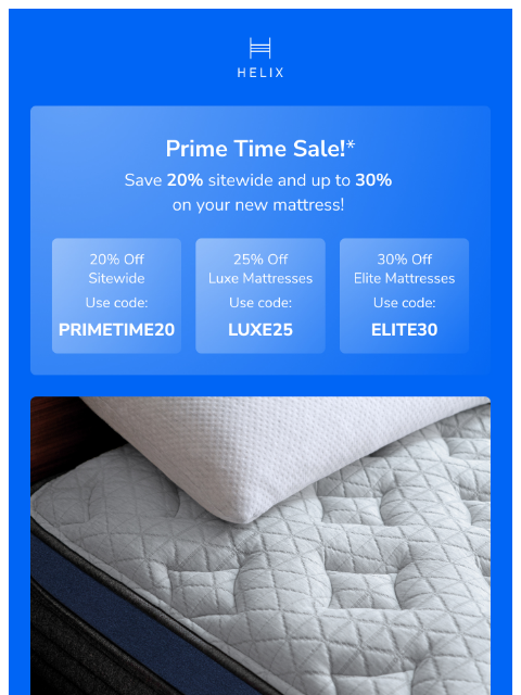 helixsleep newsletter: The Prime Time Sale ends soon!