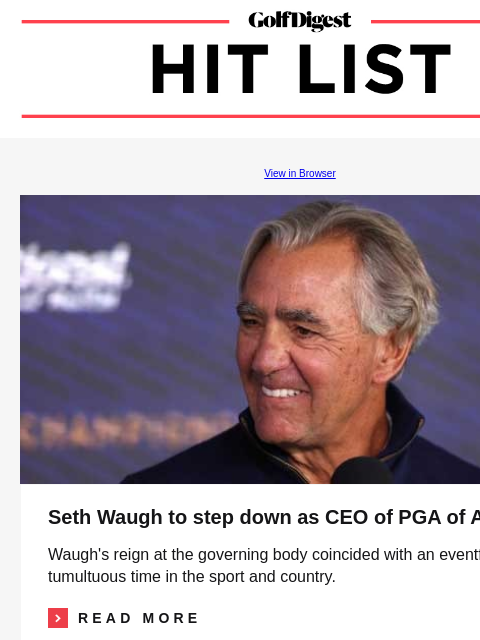 Senior pro has all-time exchange with a random guy in a sneaker shop ahead of the US Senior Open GolfDigest View in Browser Seth Waugh Seth Waugh to step down as CEO of PGA of America Waugh's reign