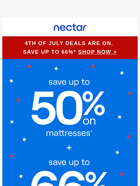 nectarsleep newsletter: Red, White & BOOM—Deals Start NOW! 🔴⚪🔵