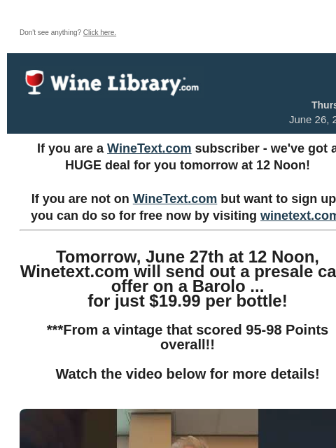 winelibrary newsletter: It's tomorrow! A stunning Barolo from an amazing v...